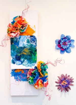 Textile Group Christmas decorations - Peninsula Arts foyer - photo Tina Whiteley Christmas textile art floral display