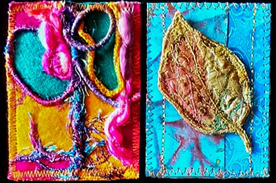 Brightly coloured artist trading cards