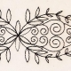Artist trading card featuring a fish embroidered in black on cream background