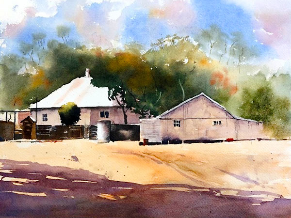 ‘Clifford Homestead’, watercolour class project by Peter 'Clifford Homestead', watercolour class project by Peter