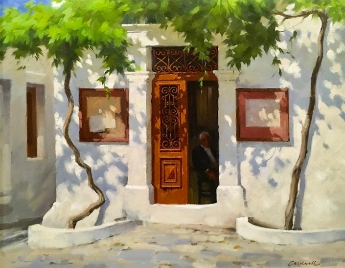 ‘The Old Tailors Shop’, Greece, oil painting by Bill Caldwell 'The Old Tailors Shop', Greece, oil painting by Bill Caldwell