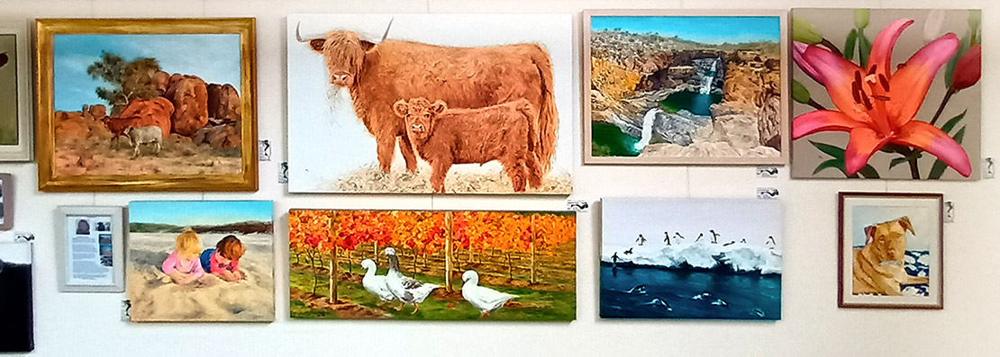 exhibition of colourful artwork by Margaret Rees