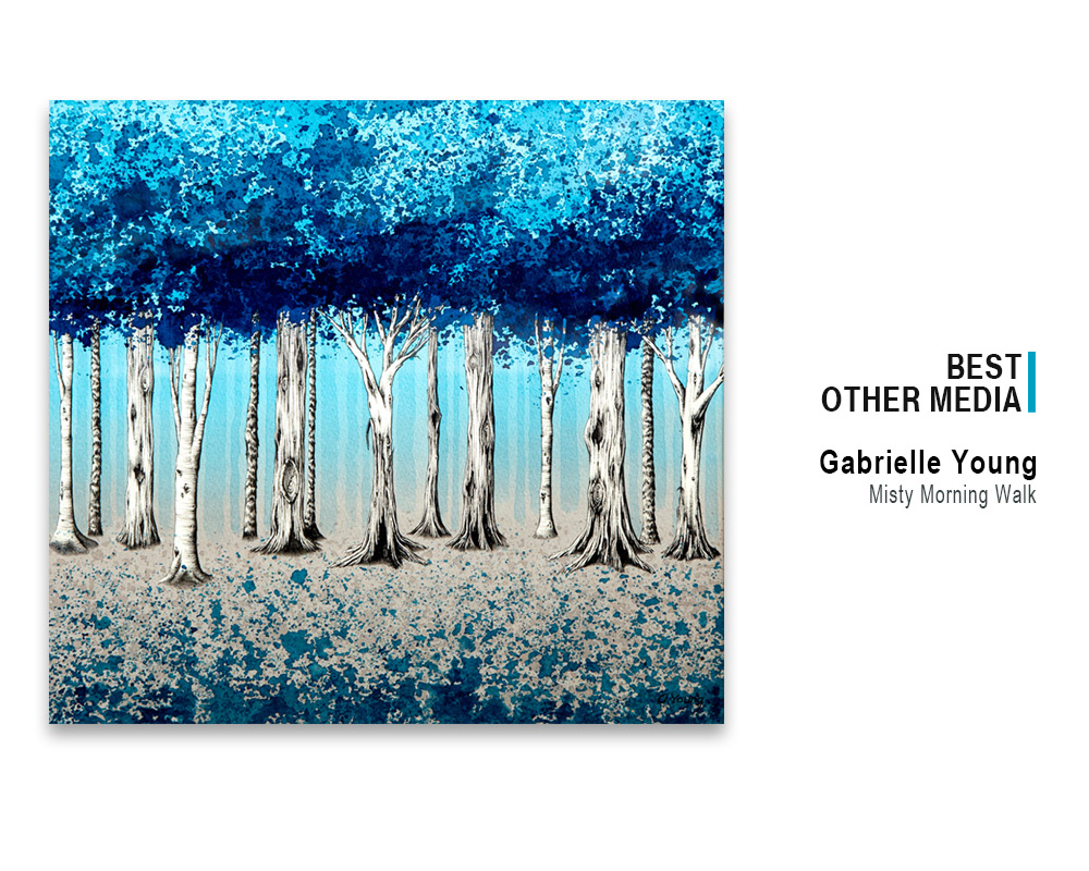 'Misty Morning Walk', pen & ink by Gabrielle Young, winner Best Other Media, 2022 Spring Art Show