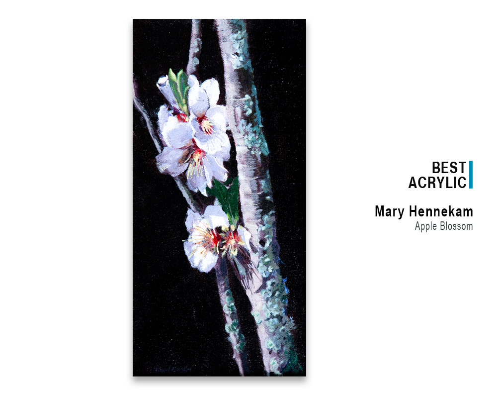 'Apple Blossom', acrylic painting by Mary Hennekam, winner Best Acrylic, 2022 Spring Art Show