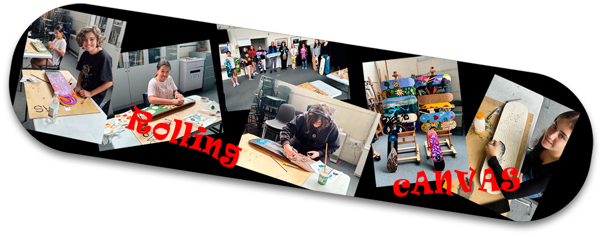 Drift Rolling Canvas Exhibition 2023 - Upstart kids decorating skateboards