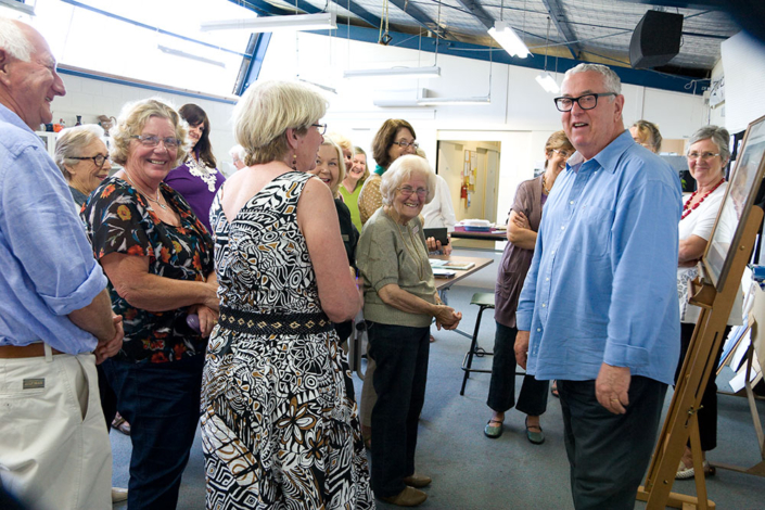 Colin Johnson and students at an art appraisal session at PAS Nov 2012
