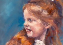 Liz Turner - pastel portrait of a young red-haired girl.