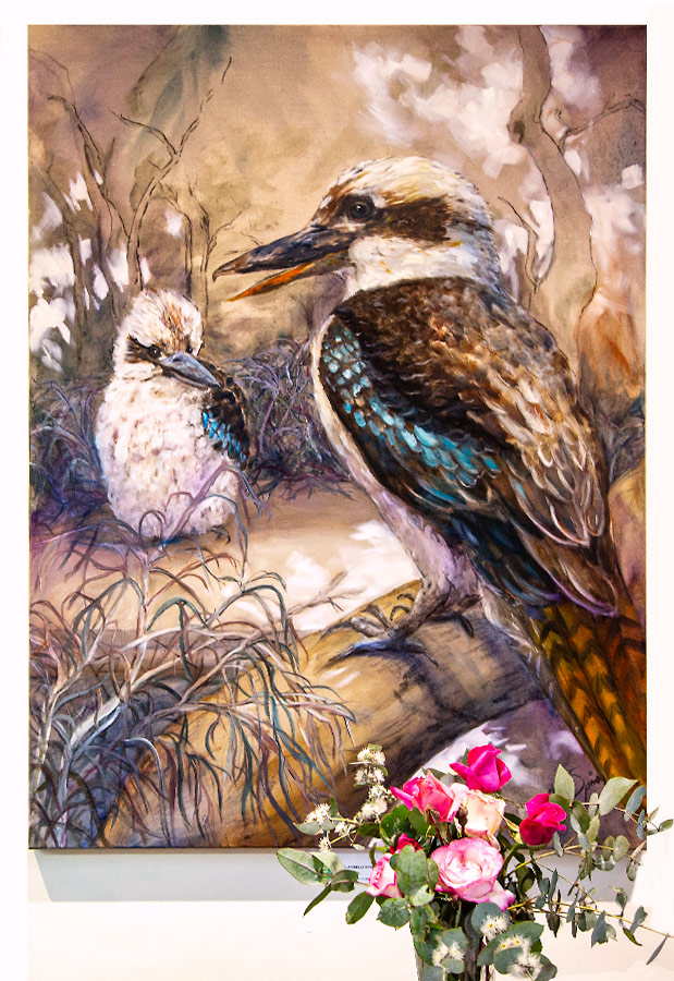 Artwork by Claire Spring, with flowers Artwork by Claire Spring, with flowers